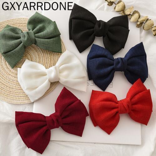 2019 Vintage Linen Barrettes 2 Level Big Large Bow Hair Clip Korean Spring Ponytail Clip Hairgrips For Women Hair Accessories
