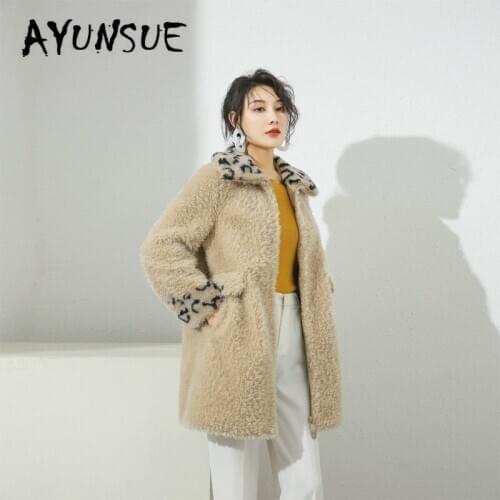 Real Fur Coat Women Sheep Shearing Autumn Winter Coat Women Clothes 2020 Korean Leopard 100% Wool Jacket Women 19036 YY2084