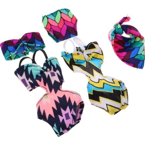 2 Set Cute Colored Swimsuit Bikini Set with Shawl for 12inch 30cm Girl Doll Dress Up Accessory