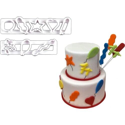 2 Pcs Balloon Cookie Cutter Plastic Biscuit Knife Baking Fruit Cake Kitchen Tools Mold Embossing Printing