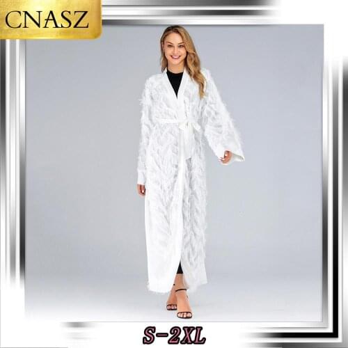 2019 Fashion Elegant Abaya Muslim Islamic Clothing White Robe Bangladesh Turkish Abayas Decoration For Worsted Wool Robe