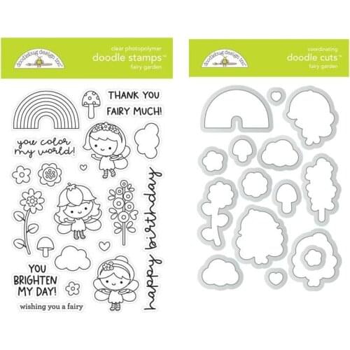2021 Flowers Fairy Rainbow Cutting Dies and Clear Silicone Stamps Seal DIY for Scrapbooking Photo Album Decorative Sheets Mould