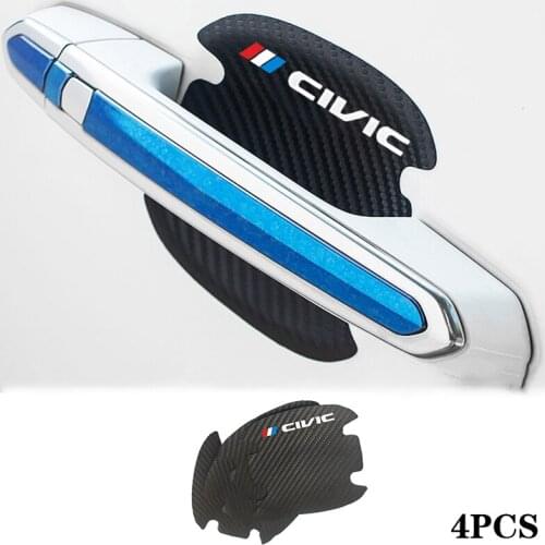 For Honda Civic 10th 8th Type R 2008 2012 2018 2006 Car Accessories 4pcs Carbon Fiber Car Door Handle Scratch Protector Stickers