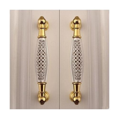 5" deluxe 24K gold furniture decoration handle glass diamond wine cabinet wardrobe door pull 128mm k9 crystal dresser handle