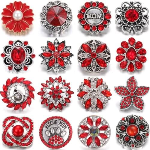 5pcs/lot Snap Buttons Jewelry Crystal Metal Tree Love Flower Charms Fit 18mm Snap Button Bracelet Jewelry DIY Accessories
