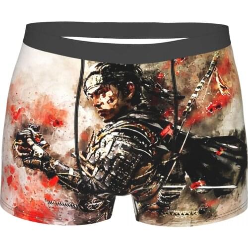 Watercolor Painting Ghost of Tsushima Game Underpants Breathbale Panties Male Underwear Print Shorts Boxer Briefs