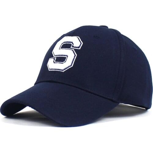 S Embroidered Alphabet Baseball Hats for Men and Women Outdoor Sports Sun Hat Korean Fashion Solid Color Curved Brim Cap
