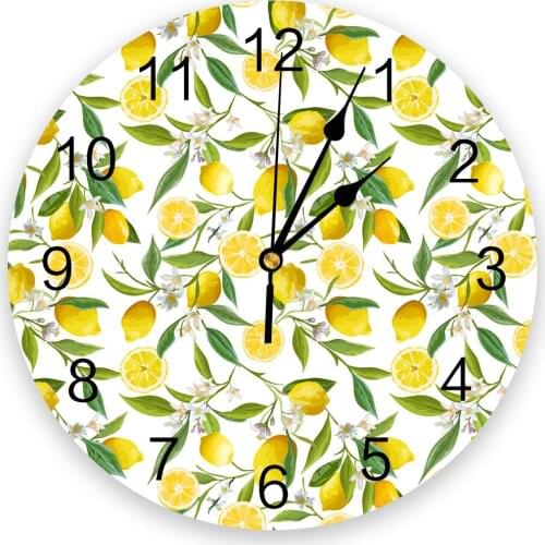 Fruit Lemon Yellow White Round Wall Clock Creative Home Decor Living Room Quartz Needle Wall Clocks Hanging Watch