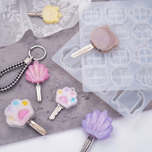 1PC Silicone Resin Mold Jewelry Making Key Protector Shell Bear Cat Paw White Cute Epoxy Casting Molds DIY Key Chains Jewelry