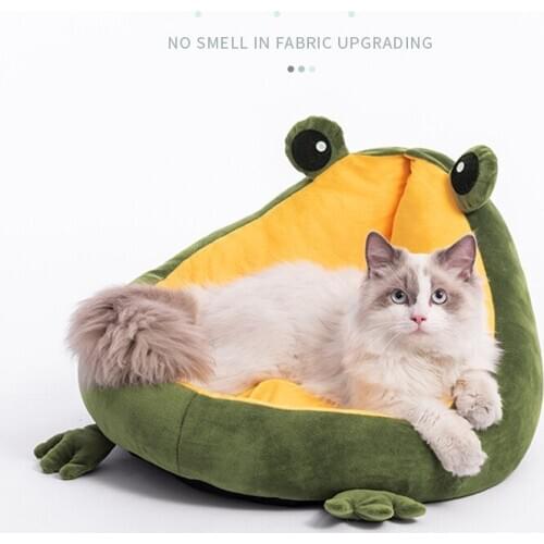 Hot Sale Indoor Pet Cats House Mat for Small Dogs Beds Portable Kitten Warm Soft Cute Frog Sleeping Loungers Bag Products DB505