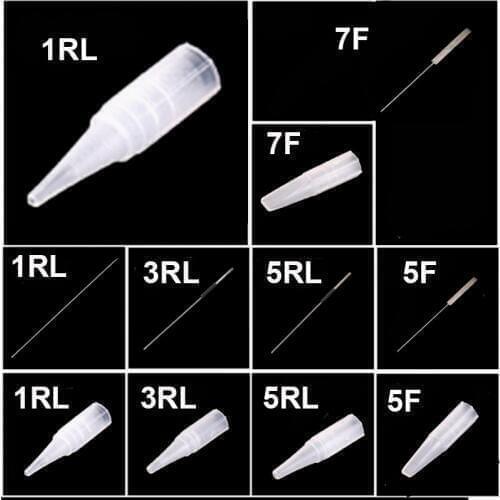 100pcs 1rl 3rl 5rl 5f 7f Needle -tip Needle Caps for Tattoo Pen Machine Microblading Needles Permanent Makeup Eyebrow Lip