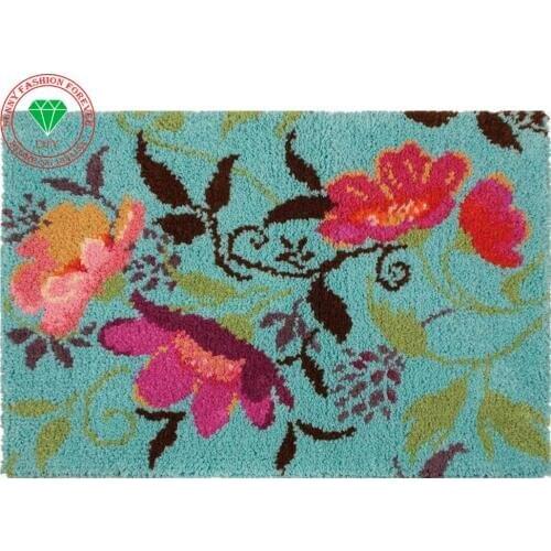 Free Shipping DIY Needlework Kits Unfinshed Crocheting Yarn Mat Latch Hook Rug Kit Flowers Pictures Floor Mat rugs and carpets