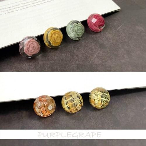 Handmade Original Ornament Retro Sweet Flower Set Flat Resin Material DIY Earrings Ear Pendant Accessories 10pcs