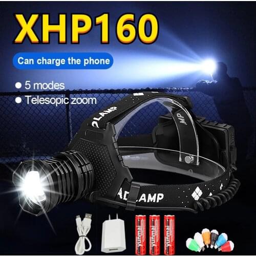 NEW Most Powerful Led Headlamp XHP160 Head Flashlight Rechargeable Led Headlight 18650 XHP70.2 Head Lamp Torch Usb Fishing Light