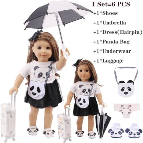 Doll Clothes 1Set=6Pcs Panda Fox Rabbit Series Doll Clothes Shoes Accessories Fit 18 Inch American&43CM Reborn Baby New Born Toy