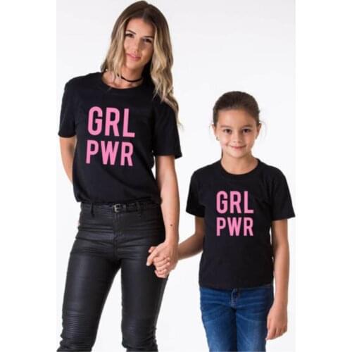 Mother Daughter Son Outfits GRL POWR Mother Kids Outfits Mommy and Me Clothes Pajamas Cotton Family Matching Clothes T Shirt