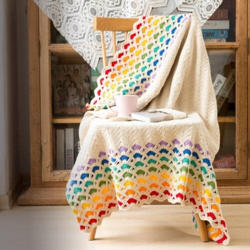 Corrugated Double-sided Crochet DIY Blanket Material Package Knitting Kit for Beginner Ethnic Bohemian Crochet Throw Blanket