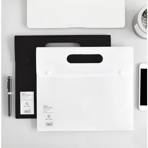 A4 Portable File Folder Big Capacity Document Bag Simple Business Briefcase Plastic Storage Organizer Double Snap Bag