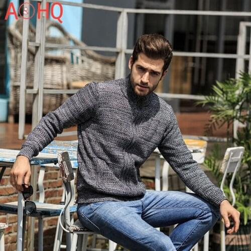 Casual Mens Sweater Thick For 2021 Winter Autumn Polyester Male Cardigan Stand Collar Plus Size M- XXL XXXL