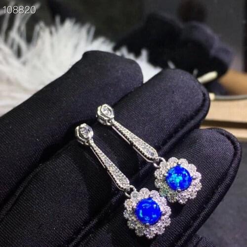New Trendy OPal Earring 925 Sterling Silver Fahshion Natural Real Opal Earring