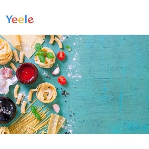 Blue Wooden Boards kitchen Vegetables Noodles Seasoning Food Photo Background Photophone Vinyl Photo Backdrop for Photo Studio