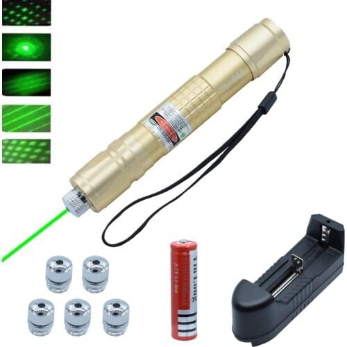 High Power Green Laser Pointer 532nm 8000M Adjustable Focus Star shape Light Pen Lazer Beam Military Green Lasers