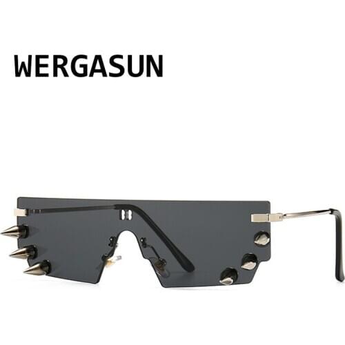 WERGASUN Luxury Rimless Steampunk Men Sunglasses Fashion Designer Women Sun Glasses Punk New Designer Shades