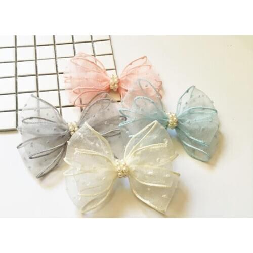 Pet Puppy cat cute bow hair clip dog Grooming Accessoires Sweet Snow Gauze Bow Hair Clip Handmade Hair Accessories