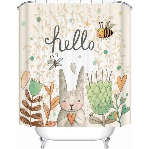 Custom Made Shower Curtain Bathroom Curtain Partition + Hooks 1.2/1.5/1.8/2x1.8m 1.5x2m 1.8x2m 2x2m 2.4x2m Rabbit Bee ins