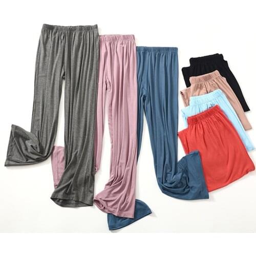 Fdfklak 2021 Womens Pajamas Pant Spring Summer Long Elastic Waist Thin Loose Ladies Home Pants Modal Sleepwear For Female