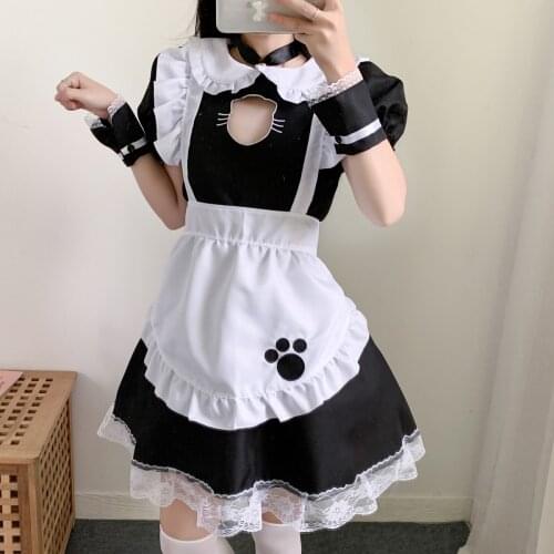 Women Lace Maid Outfit Cosplay Costume Lolita Long Dresses Black Animation Show Japanese Outfit Dress Clothes Gothic Costume