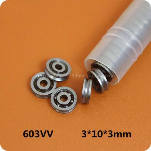 10pcs 3x10x3mm Miniature Deep v Groove Pulley Wheels Roller 603VV Ball Bearings