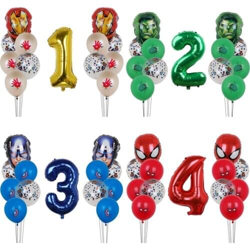 13pcs MARVEL Party Balloons Spider Man Hero Balloon 32" Number Balloons Baby Shower Birthday Party Decorations Kids Toy Gifts