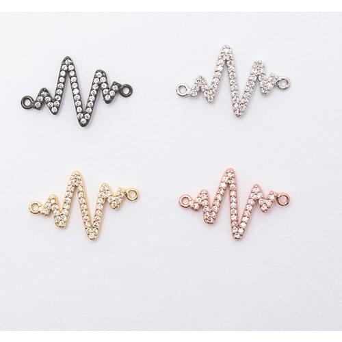 14.4×21.9mm Inlaid Silver Crystal W-shaped Fashion Personality Connector Women Men DIY Earrings Bracelet Accessories Wholesale