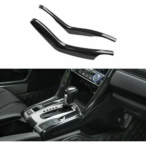 2Pcs Carbon Fiber Gear Shift Stripe Panel Cover Trim for Honda Civic 10Th 2016-2019