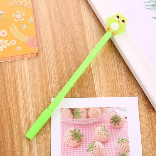 20 PCs Creative Stationery Owl Gel Pen Korean Style Black Cute Student Exam Ball Pen Cartoon Office Signature Pen