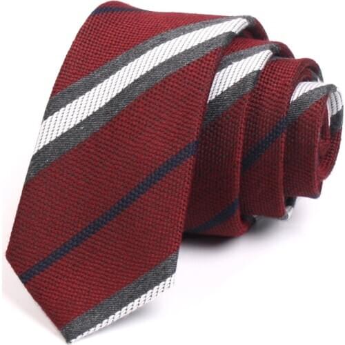 2020 New Men‘s 6CM Red Striped Ties High Quality Fashion Formal Neck Tie For Men Business Suit Work Necktie Gift Box