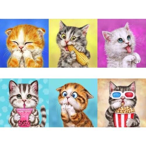 30X30CM 5D Cute Cat Animal Pattern Full Diamond Painting Round Drill Resin Rhinestones Drawing DIY Home Decoration Small Gifts
