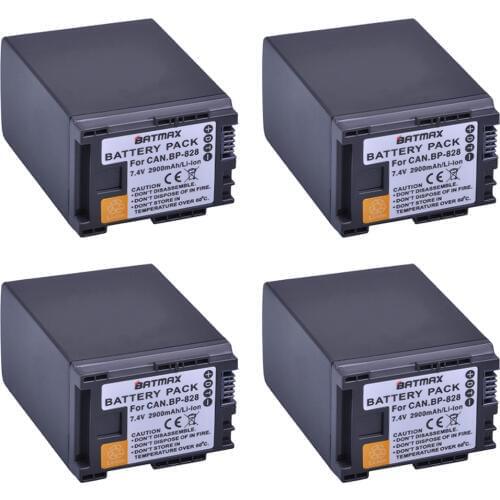 4Pcs 7.4V 2900mAh BP-828 Rechargeable Battery BP828 BP 828 Camera Batteries for Canon HF G30 HFG30 XA20 XA25 BP-820