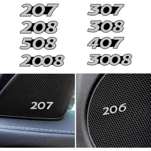 4pcs car audio decorate 3D Aluminum Badge Emblem Sticker For Peugeot 206 207 208 307 308 407 508 2008 3008 accessories