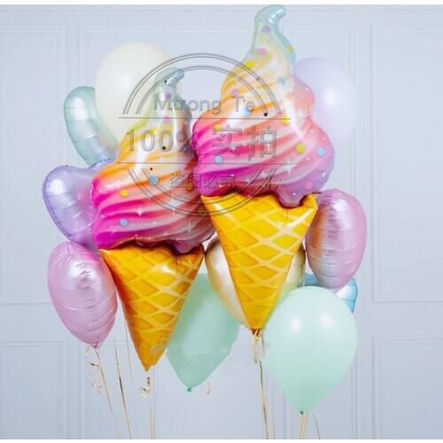 50pcs 118*48cm Summer Party Rainbow Ice Cream Foil Balloon Birthday Party Pink Chocolate Food Decoration Cake Donut Baloon