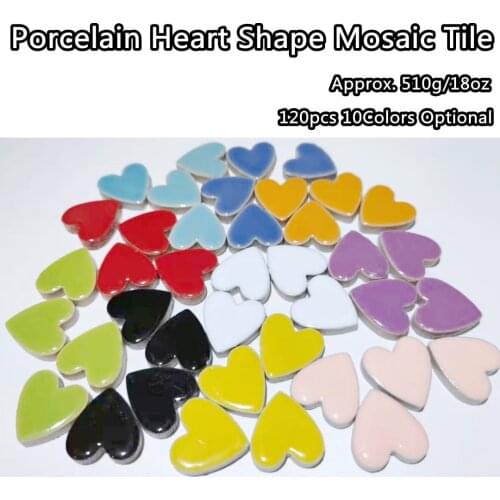 500g(Approx. 117pcs) Porcelain Heart Shape Mosaic Tile 13pcs*9Colors DIY Craft Mosaic Making Ceramic Tiles 2.3*2.3*0.5cm