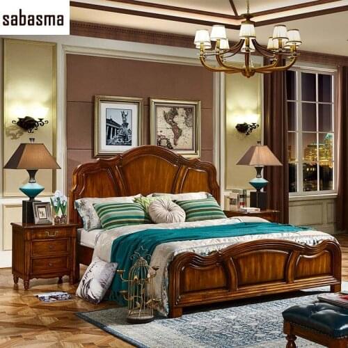 American1.5m 1.8m bed bedroom furniture double bed solid wood bed American classic solid wood bed