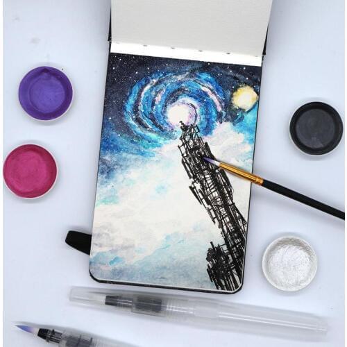 24 Sheets Notebook Watercolor Book Pad Hand-Painting Sketchbook Water Color Stationery Art Supplies Sketch Book 300g/m2 A6 Size