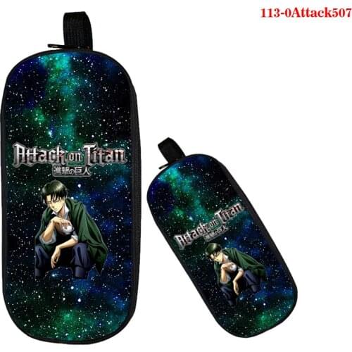 3D Print Anime Attack on Titan Pencil Case Storage Cosmetic Bag Cartoon Kids School Supplies Stationery Zipper Make Up New Box
