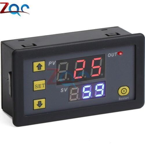 DC 12V/24V/AC 110V 220V Cycle Time Timer Delay Relay LED Dual Digital Display Timing Adjustable Power Supply Thermolator 0-999