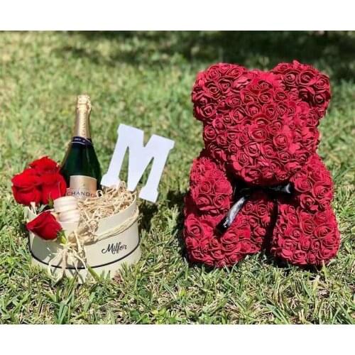 Beautiful holiday gifts rose petals bear simulation roses rose bear Valentine’s day gift bear doll couple gift