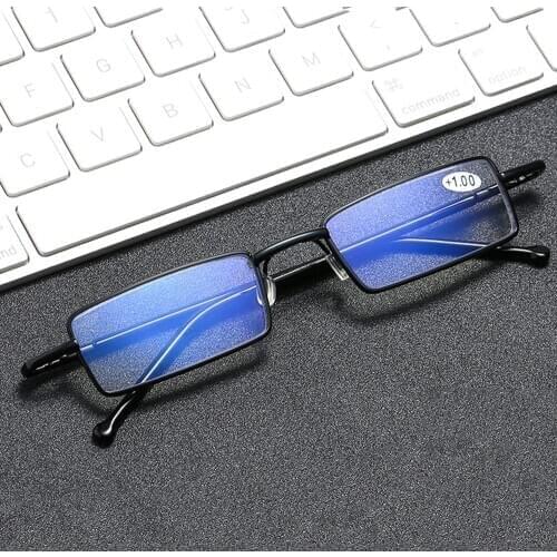 [!Two Pairs!] PenHolder Anti-blu Light Reading Glasses Men and Women Rectangle Alloy Portable Foldable Superthin 1 2 3 to 4