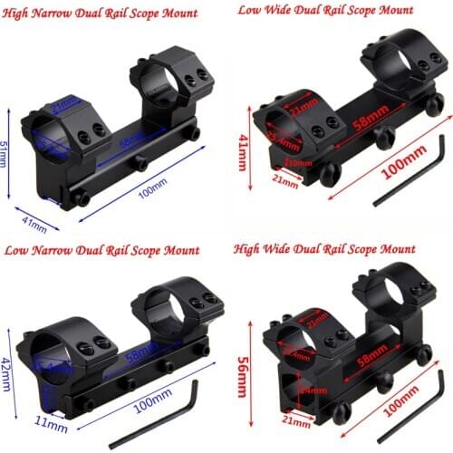 Dual Rail High Low Wide Narrow Ring Tactical Scope Dovetail Mount Rifle Optical Sight Bracket Scope Mount Adapter+With Hex Wren