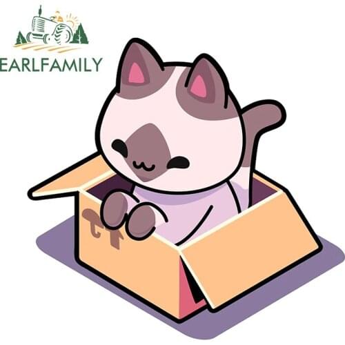 EARLFAMILY 13cm x 11.9cm for Cat In The Box Car Stickers Anime Motorcycle Waterproof Custom Printing Camper Window Vehicle Decal